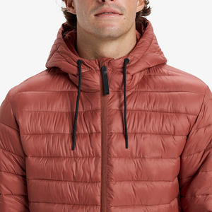 Veste matelassée à capuche pour homme, couleur unie, fermeture éclair sur le devant, coupe-vent, décontractée, hiver, rembourrage en polyester, coupe ample, longueur normale - Product Image 6