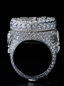 Anillo de Plata 925 con Incrustaciones de Moissanita y Baño de Rodio, Estilo Hip Hop, para Jugadores de Alto Nivel, Joyería para Boda o Compromiso - Product Image 6