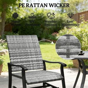 Set di Due Sedie a Dondolo Grigie per Terrazza, Poltrone da Esterno per Cortile e Patio - Product Image 2