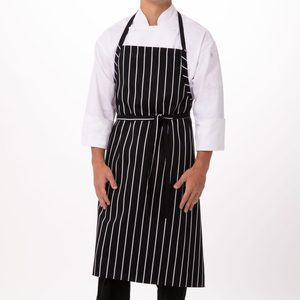 Bib Apron <b>Black</b> <b>White</b> <b>Striped</b> Cotton Adjustable Waist Classic Chef Apron for Cooking Work Suit New Design Chef Aprons - Product Image 1