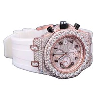 Reloj de Pulsera de Cuarzo para Hombre, Estilo Hip Hop, Lujoso, Antiguo, con Diamantes de Corte Brillante Moissanite, Cristal de Acero Inoxidable