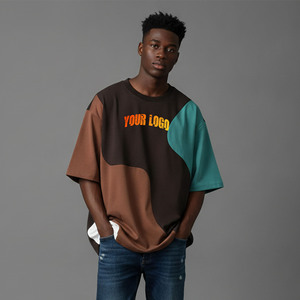 เสื้อยืดฮิปฮอปคอกลมแขนสั้นผ้าฝ้าย 100% สำหรับผู้ชายไซส์ใหญ่ ทรงหลวม ระบายอากาศได้ดี รับสกรีนโลโก้ - Product Image 1