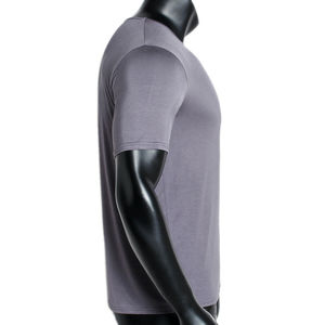 T-shirt décontracté pour homme, col rond, manches courtes, coupe classique, tricoté, couleur unie, blanc, gris, noir - Product Image 4