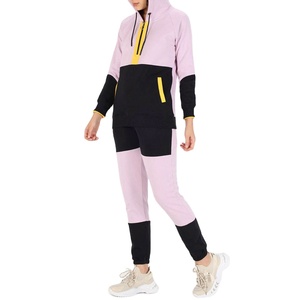 Wholesale 100% Cotton Women's 2-Piece Casual Outfit Custom Logo Printed Cropped <b>Hoodie</b> Joggers Women Jogging Sweat suit Sets - Product Image 3
