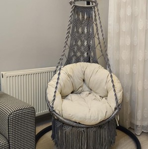 Fauteuil suspendu en macramé fait main – Balançoire bohème pour intérieur/extérieur - Product Image 2