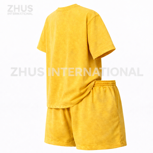 เสื้อยืดและกางเกงขาสั้นชุดเซ็ตพิมพ์โลโก้ตามสั่ง คุณภาพสูง เสื้อยืดคอกลมแขนสั้นทรงหลวมระบายอากาศได้ดีสำหรับผู้ชาย และกางเกงขาสั้นทรงบ็อกซี่ - Product Image 2