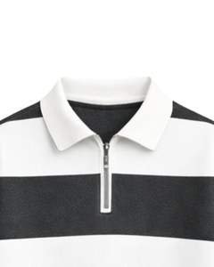 Sudadera con Cierre de Cremallera a Rayas Blancas y Negras para Hombre, Cuello Camisero, Felpa, Informal, Invierno, Fabricante OEM Personalizado - Product Image 5