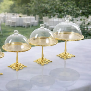 Support à gâteau avec dôme en verre, support à gâteau avec couvercle, présentoir à desserts, support à gâteau de mariage, support à gâteau vintage, support à gâteau en métal, support à cupcakes - Product Image 4