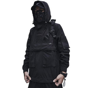 Sweat à capuche tactique Cyberpunk Techwear multi-poches, veste urbaine fonctionnelle, streetwear, coupe-vent imperméable pour homme, anorak, pull-over - Product Image 1