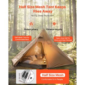 Tenda Tipi Invernale per 4 Persone con Foro per Stufa e Protezione Neve, Pali in Alluminio, Portatile - Product Image 2