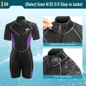 Combinaison de plongée semi-sèche professionnelle 2 pièces pour femme - Épaisseur 5/5mm ou 7/5mm avec veste intégrée, équipement de plongée de qualité supérieure, fabrication OEM/ODM - Product Image 5