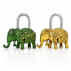 Brass <b>Padlock</b> Elephant Vintage Design Small Antique Style Safety Lock Decorative Spiritual Collectible for Home Temple Gift - Product Image 2
