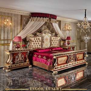 Juego de Cama Princely con Cabecera Alta para Hogar Estilo Mansión, Cama King Size de Lujo con Tallado Dorado, Compre Muebles de Dormitorio de Madera de Teca en Australia - Product Image 6