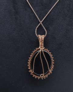 Natural <b>Black</b> Spinel Copper Wire <b>Wrapped</b> Pendant Necklace Handmade Boho Gemstone Jewelry Wholesale - Product Image 3