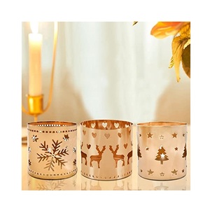 Tree Metal Christmas <b>Tealight</b> <b>Candle</b> <b>Holder</b> Snowflake and Reindeer Design Decorative Stands for Decor - Product Image 1