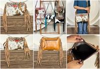 Sac bandoulière en cuir de vachette repoussé style western, prix usine premium 2026, nouveau sac à bandoulière croisé cerise, cadeau pour femme