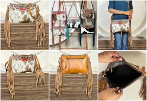 2026 Premium Factory Price Tooled Fur Cowhide Leather Sling Cherry <b>Bag</b> New Western Style Shoulder Crossbody <b>Bag</b> Gift for Women - Product Image 3