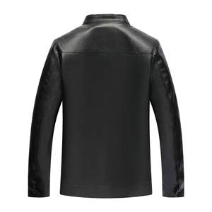 <b>Men's</b> Windproof Breathable PU <b>Leather</b> Bomber <b>Jacket</b> Full-Zip Solid Color Casual Business Short Coat Faux Fur Lining for Spring - Product Image 2