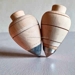 Toupie en bois élégante, sculptée à la main, de forme ronde, objet d'art de collection, artisanat naturel au meilleur prix - Product Image 2
