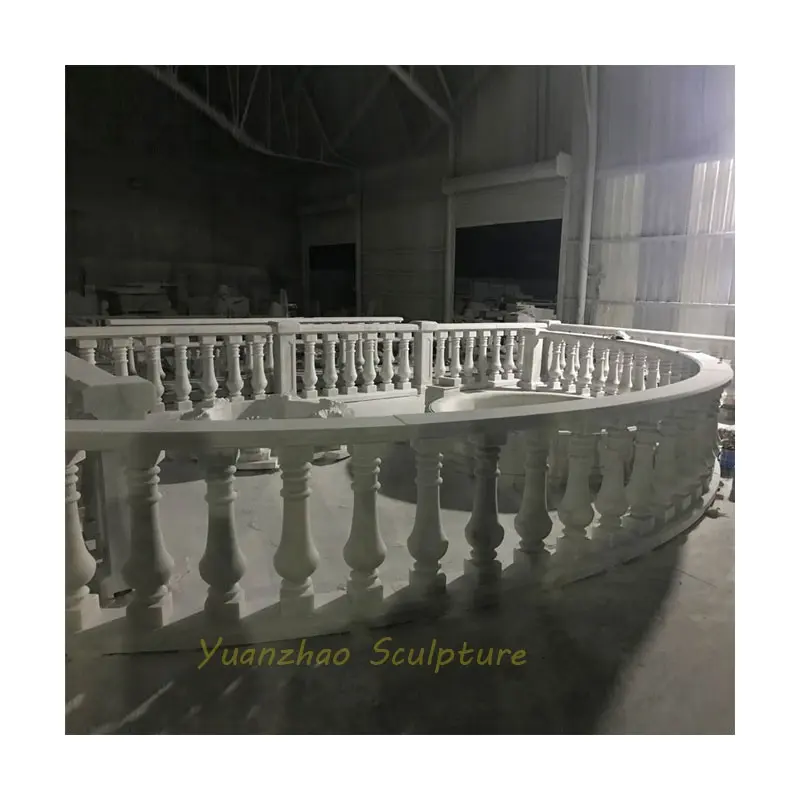 Villa Design moderno intagliato a mano in marmo bianco ringhiera per balcone corrimano in pietra naturale e colonne per balaustre