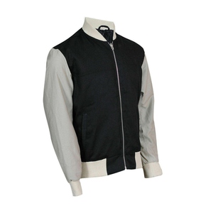 Unisex Black Varsity <b>Jacket</b> with Blue Accents Hooded Collar Single Breasted Breathable Wool Acrylic Preppy Style Autumn Wear - Product Image 3