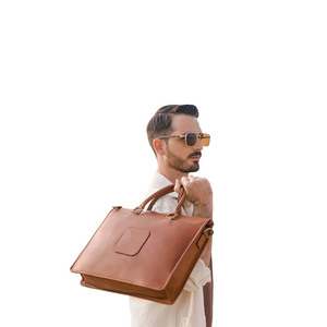 Fashionable Crossbody Genuine Leather Laptop <b>Bag</b> with Durable Design for Office Use-Fully Customizable - Product Image 1