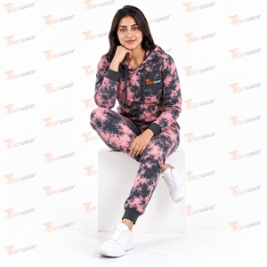 Ladies Digital Print Breathable Anti-static Streetwear Tracksuit Custom Athletic Uniform 100% Cotton Sports Jacket <b>Pant</b> Set - Product Image 3