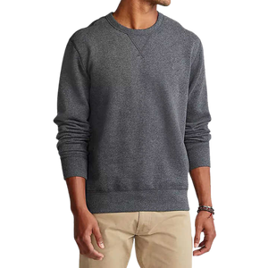 Sudadera de Cuello Redondo Gris para Hombre, Corte Regular, Color Sólido, Tejido de Algodón, Estilo Casual para Otoño - Product Image 2