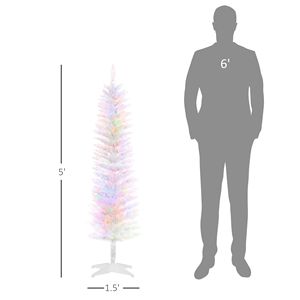 Albero di Natale Sottile Preilluminato da 1,5 m con 8 Modalità di Illuminazione e Rami Bianchi Colorati - Product Image 3