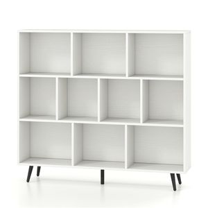 Libreria Moderna a 3 Livelli con 10 Cubi in Legno e 5 Gambe in Metallo per Soggiorno o Hotel, Organizzatore per Arredamento Casa - Product Image 3