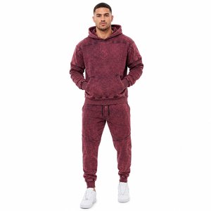 Survêtement d'hiver pour homme à prix réduit, imprimé délavé à l'acide, pour sport et entraînement, 100% coton, vente en gros - Product Image 1