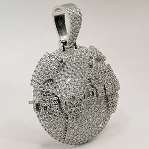 Colgante de Lujo para Hombre, Plata de Ley 925, Chapado en Oro, Estilo Hip Hop, con Diseño de Luna, Certificado IGI, Corte Brillante, Diamante VVS - Product Image 6