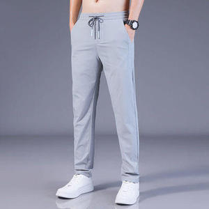 <b>Men</b> Acid Canvas Fast Dry <b>Stretch</b> Pants Solid Color Mid-Waist Loose Breathable Wide Leg Casual High Street Midweight Sports Pants - Product Image 3