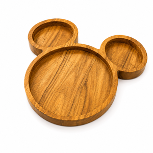 Handcrafted Wooden Serving Tray with 3 Compartments | Cartoon Mouse Shape Snack & Serving Platter - Product Image 4