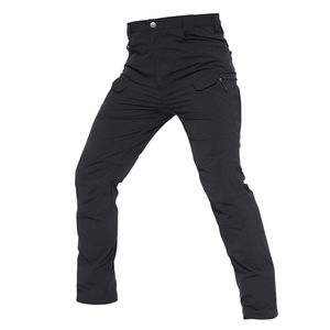 Pantalon de jogging décontracté en toile légère pour homme avec lacets, poches cargo et coupe ample, noir - Product Image 4