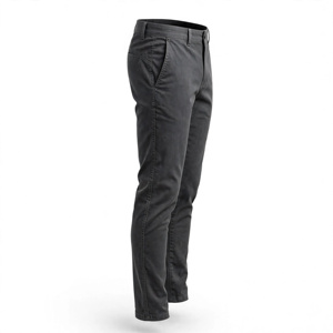 Pantalon décontracté pour homme en polyamide délavé gris foncé, coupe droite, taille mi-haute - Product Image 4