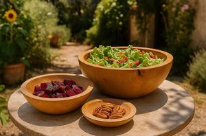 <b>Large</b> Rustic and Eco-Friendly Acacia Wooden Fruit <b>Bowl</b> for Table Display and <b>Serving</b> Snacks Decorative Kitchenware Dinning Use - Product Image 1