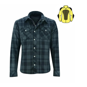 Chemise en flanelle pour moto pour homme, gris foncé, noir, à carreaux, doublée en aramide, respirante, protectrice, OEM - Product Image 2
