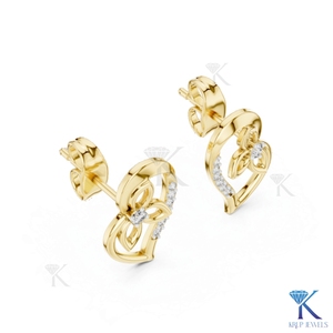 ต่างหูรูปหัวใจลายดอกไม้ 14K ทองคำแท้ ประดับเพชร หรูหรา สำหรับผู้หญิง งานแต่งงาน งานปาร์ตี้ - Product Image 2