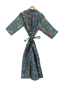 Bata Kimono de Algodón Suave y Transpirable con Estampado de Dibujos Animados para Mujer, Hecha a Mano, ODM, Cuello en V, Cintura Elástica, Larga - Product Image 2