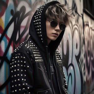 เสื้อสเวตเตอร์มีฮู้ดของผู้ชายแฟชั่นสไตล์สตรีทเสื้อสเวตเตอร์มีฮู้ดแบบมีฮู้ดติดพลอยเทียมสำหรับผู้ชาย - Product Image 2