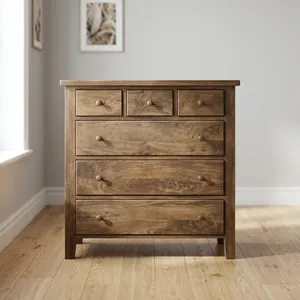 Rustic Wooden 6 <b>Drawer</b> Dresser <b>with</b> Natural Finish <b>Storage</b> <b>Cabinet</b> for Living Room Bedroom <b>Storage</b> Home Furniture - Product Image 1