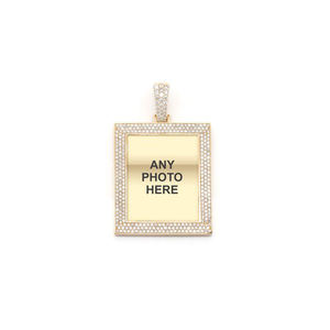 925 Sterling Silver Moissanite Diamond Iced Custom <b>Picture</b> Photo <b>Frame</b> Pendant Necklace Gold Plated Hip Hop Memory Fine Jewelry - Product Image 1