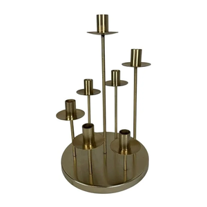 Porte-bougie à trois bras en laiton de haute qualité, style arabe vintage, avec finition polie, pour la décoration de la maison - Product Image 6