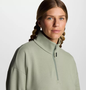 Sweat-shirt surdimensionné à demi-zip pour femme Silk Road, couleur unie, décontracté d'été, imprimé, technique de lavage à l'acide, style streetwear, devant - Product Image 6
