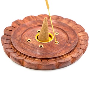Soporte de madera artesanal para quemador de incienso con acabado de madera para decoración del hogar, para cera aromática y soporte para varillas de incienso - Product Image 4