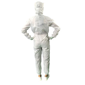 Combinaison antistatique ESD à capuche, blanche, lavable, réutilisable, anti-poussière, à grille de 5 mm, pour salle blanche, moins chère - Product Image 6