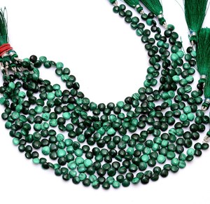 Cuentas de malaquita AAA+ de 6mm-7mm, lisas, en forma de corazón, briolette, malaquita verde natural, piedra semipreciosa, cuentas sueltas para la fabricación de joyería. - Product Image 4