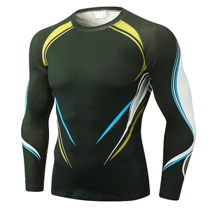 Men's Long Sleeve Rash Guard Compression Shirt Sublimation Print Quick Dry Spandex Polyester Athletic <b>Top</b> - Product Image 3