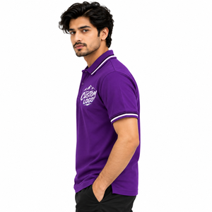 Polo de Manga Corta Azul Claro para Hombre, Cuello de Botones, Corte Regular, Tejido de Punto, Alta Calidad, MOQ Bajo, Personalizable con Impresión - Product Image 2